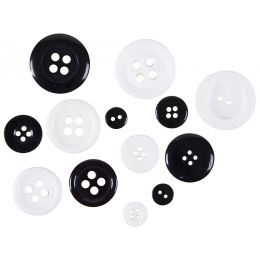 Buttons Plastic - Black & White - Ass Sizes - (~60g)