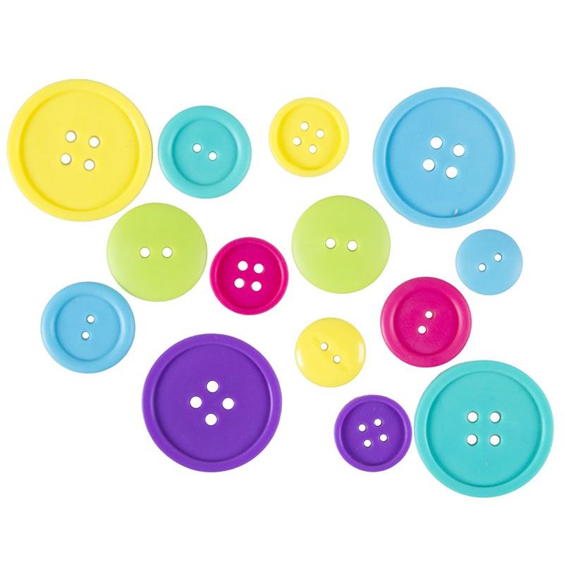 Buttons Plastic - Round Pastell - Ass Sizes - (~45g)