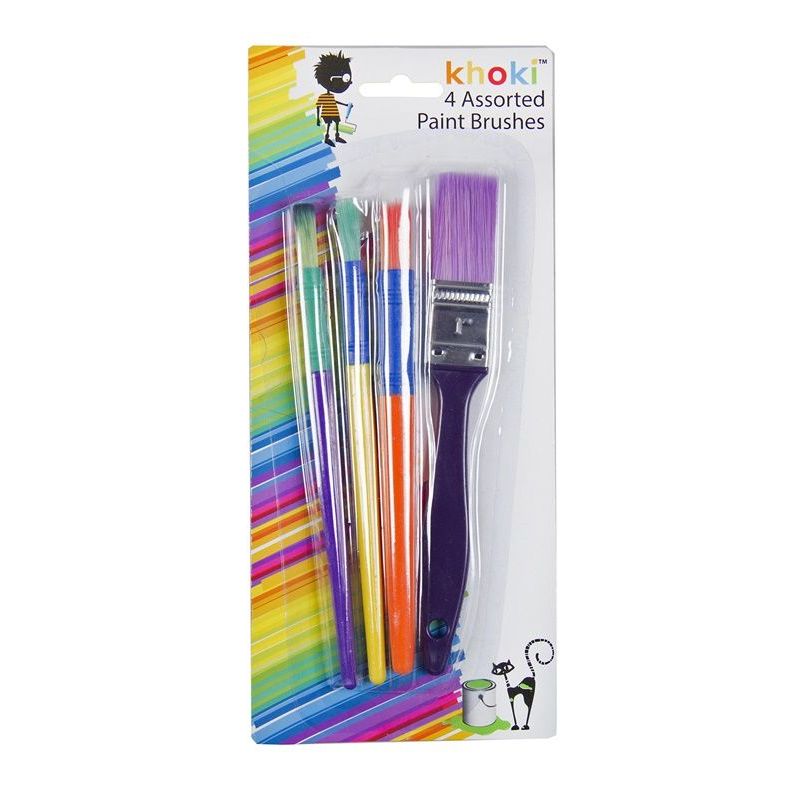 Brushes Set -  Assorted Size & Coloured (4pc)