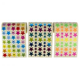 Stickers - Stars (2400pc) 3xRolls (Faces, Fluorescent, Metallic)