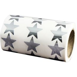 Stickers - Stars Assorted Large - Roll - Silver (1075pc)
