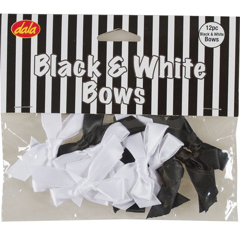 Ribbon Bows - Black and White (12pc)