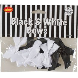 Ribbon Bows - Black and White (12pc)