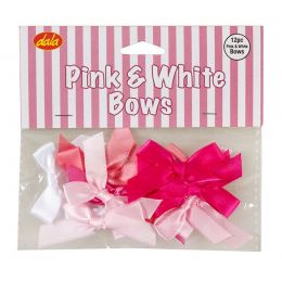 Ribbon Bows - Pink Mix and White (12pc)