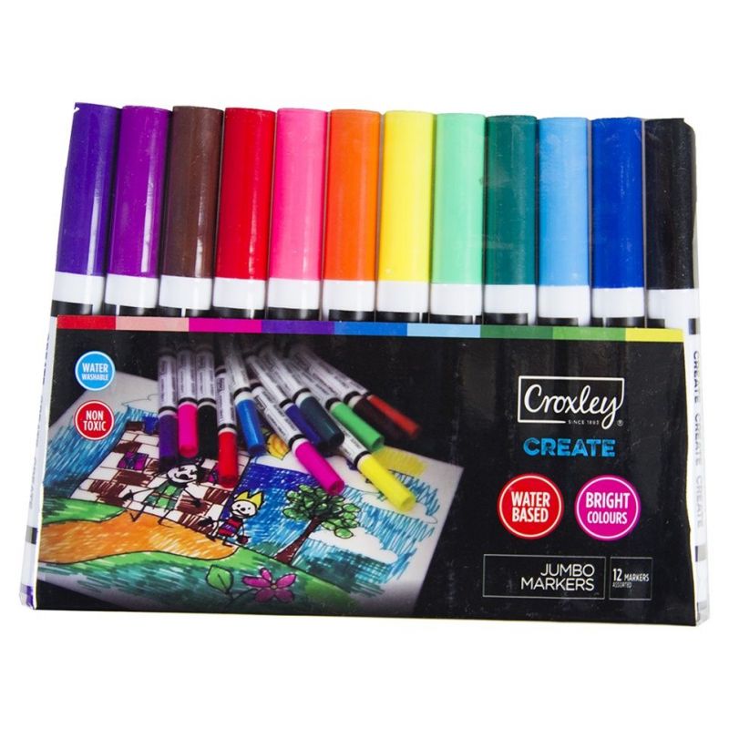 Koki - Jumbo Felt Pens (12pc) Fibre Tip Markers - Croxley