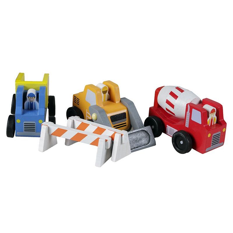 Wooden - Construction Vehicle Set - 3 Trucks