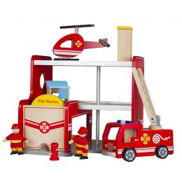 Wooden Fire Station with Accessories - Viga