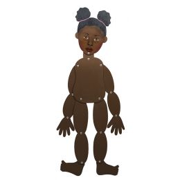 Wooden Jointed Doll African - Girl