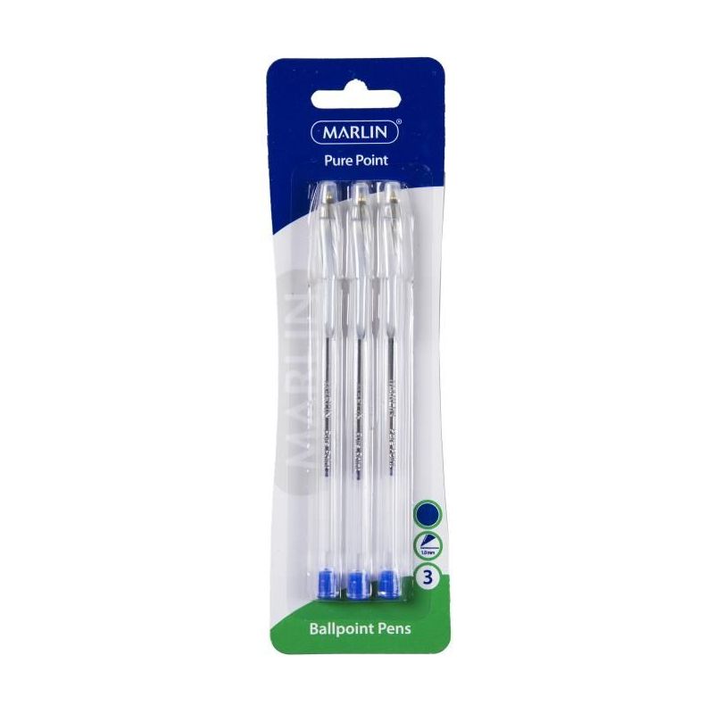 Pens - Ballpoint (3pc) Pure Point Medium - Marlin - Blue