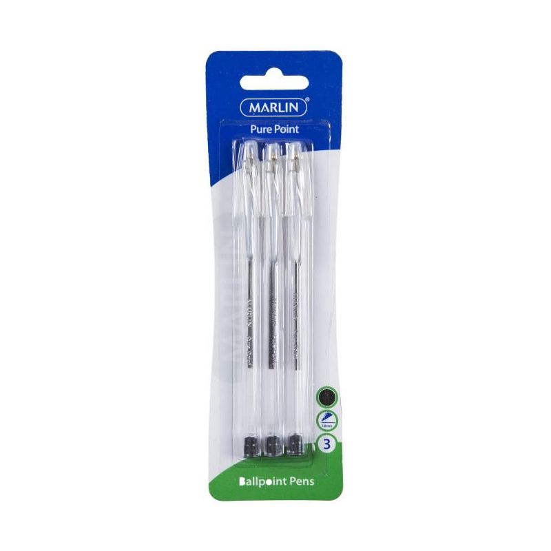 Pens - Ballpoint (3pc) Pure Point Medium - Marlin - Black