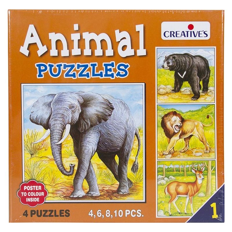 Animal Puzzle 4in1 - Wild nr1 (4 6 8 10pc) - cardboard