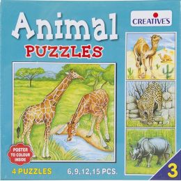 Animal Puzzle 4in1 - Wild nr3 (6 9 12 15pc) - cardboard