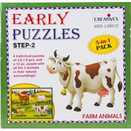 Early Puzzle 5in1 - Farm Animals (4 6 7 8 12pc) - Step2