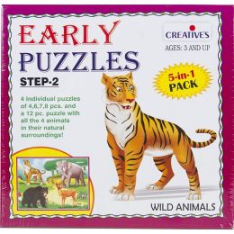 Early Puzzle 5in1 - Wild Animals (4 6 7 8 12pc) - Step2