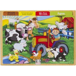 Wood Puzzle - A4 15pc - Farm