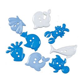Buttons Plastic - Assorted - Sea - (~20g)