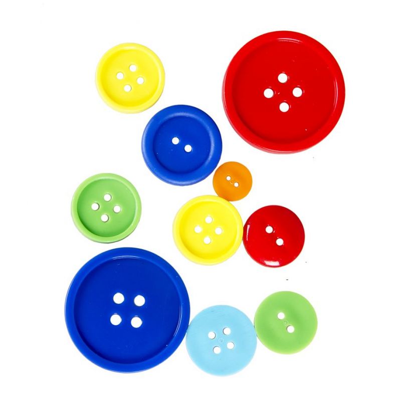 Buttons Plastic - Round Bright - Ass Sizes (~45g)