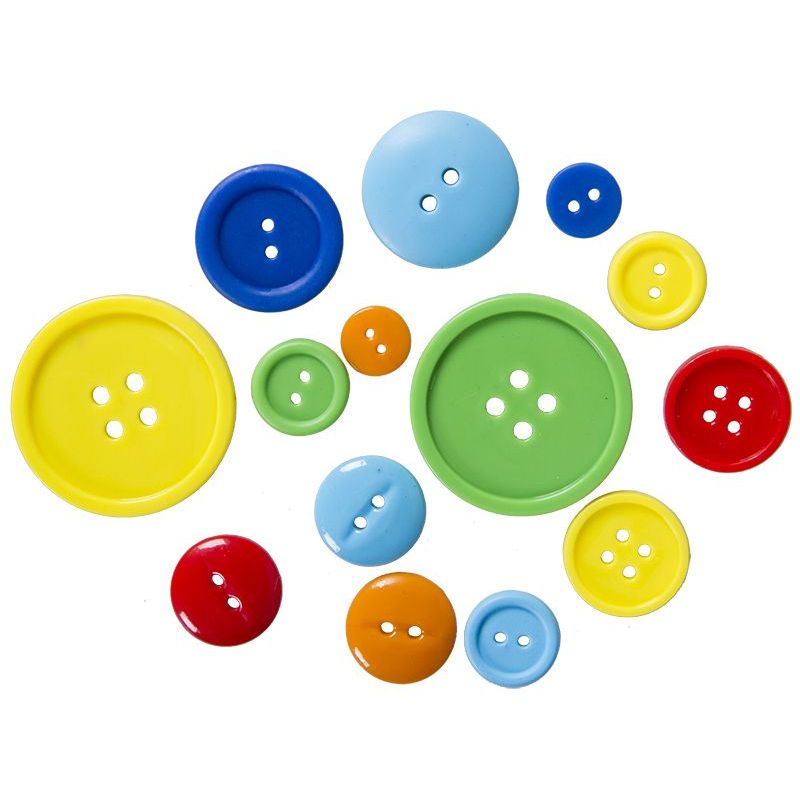 Buttons Plastic - Round Bright - Ass Sizes (~45g)