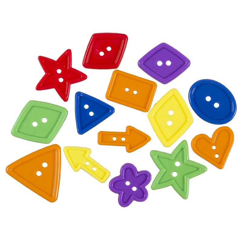 Buttons Plastic - Assorted Shapes & Colours - (~45g)