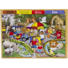 Wood Puzzle - A4 12pc - The Zoo