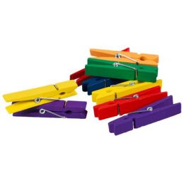 Pegs - Maxi Wood Coloured 60mm (100pc) - Assorted