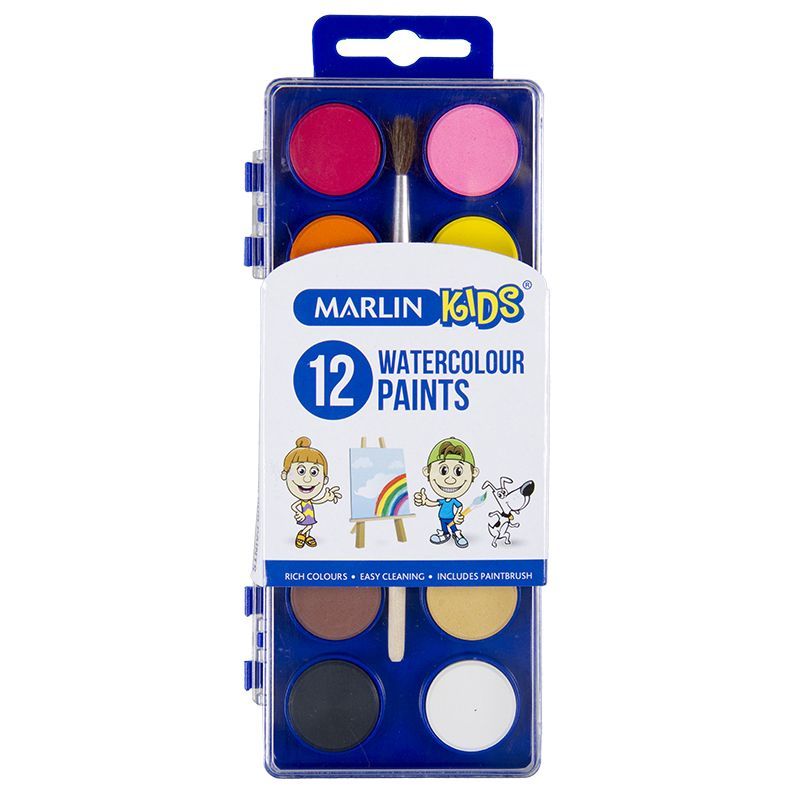 Paint Watercolour Set - 12 colours in Tablet + Brush