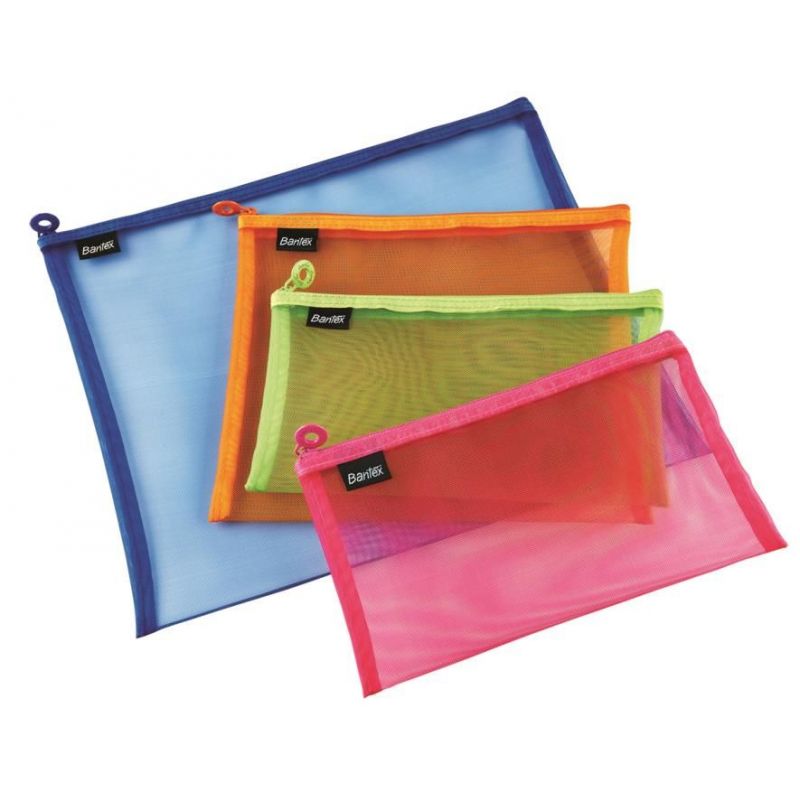 Stationery Bag - Zippa Plain Mesh (23x12cm) BANTEX - Assorted