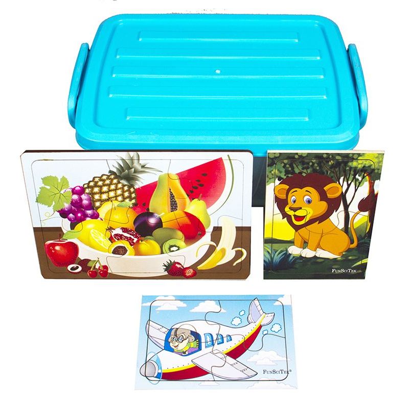 KIT - Puzzle Wooden in a Frame (12 Puzzles, 2pc-60pc)