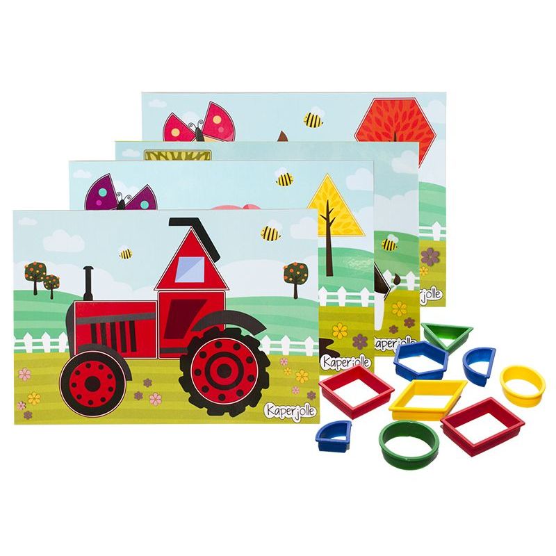 Dough Cards Set (A5) - Geo Shapes - Farm (5pc) + Dough Cutters