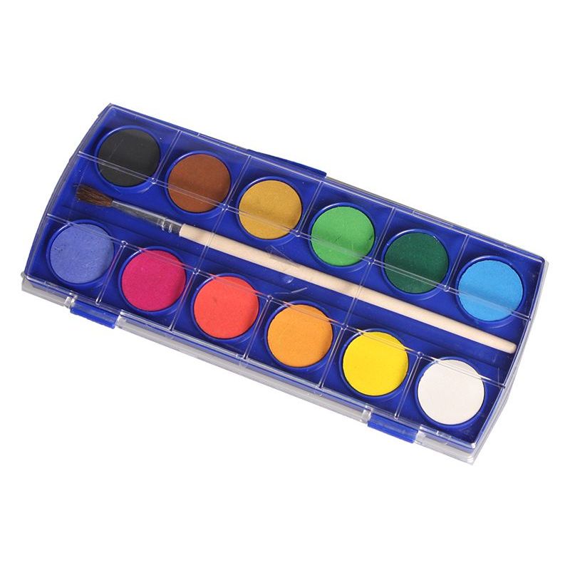 Paint Watercolour Set - Jumbo 12 colours in Tablet + Brush