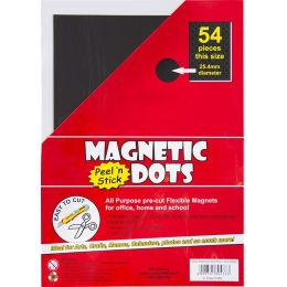 Magnetic Dots (25.4mm) 54pc - Self Adhesive (1mm Thick)