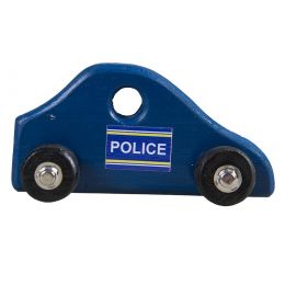 Wooden Coloured Car - Police - Small