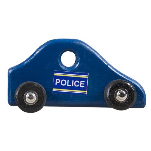 Wooden Coloured Car - Police - Small