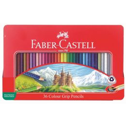 Colour Pencils - Triangular (36pc) GRIP Dots in Tin -  FaberCastell