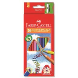 Colour Pencils - Triangular (20pc) Junior 3.8mm core & Sharpener -  FaberCastell