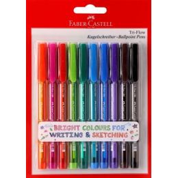 Coloured Pens -  Ballpoint Triflow (10-colour) Mini Tip - FaberCastell