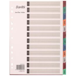 BANTEX Divider PP - 12 Divisions (5 Colour) - Index Jan-Dec