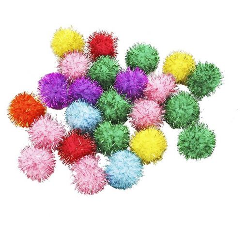 Pom Poms Glitter 15mm (25pc) - Assorted