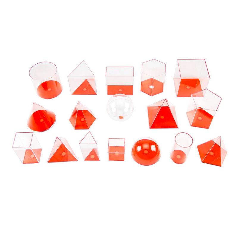 Geometric 3D Shapes (17pc) Volume Set (~10cm, red lid)