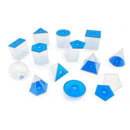 Geometric 3D Shapes (17pc) Volume Set (~5cm, blue lid)