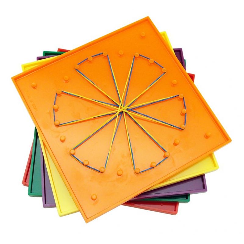 Geoboard 15cm (Square5x5 & Circular) 6pc 6colour