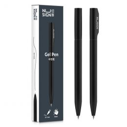 Nusign Gel Pen 0.5mm - (Black Ink) Grey Grip - Deli