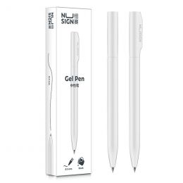 Nusign Gel Pen 0.5mm - (Black Ink) White Grip - Deli