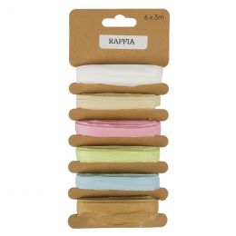 Raffia - 6 Pastel Colours (5m each)