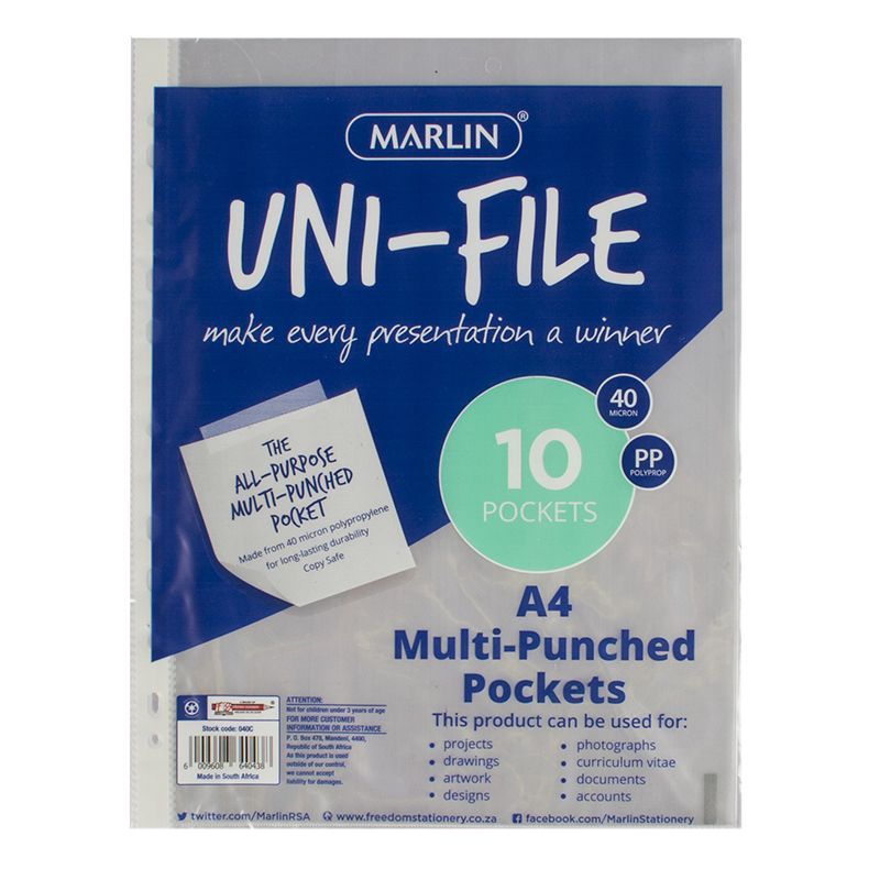 Filing Pocket - A4 (40mic) Sheet Protector (10pc) - Marlin