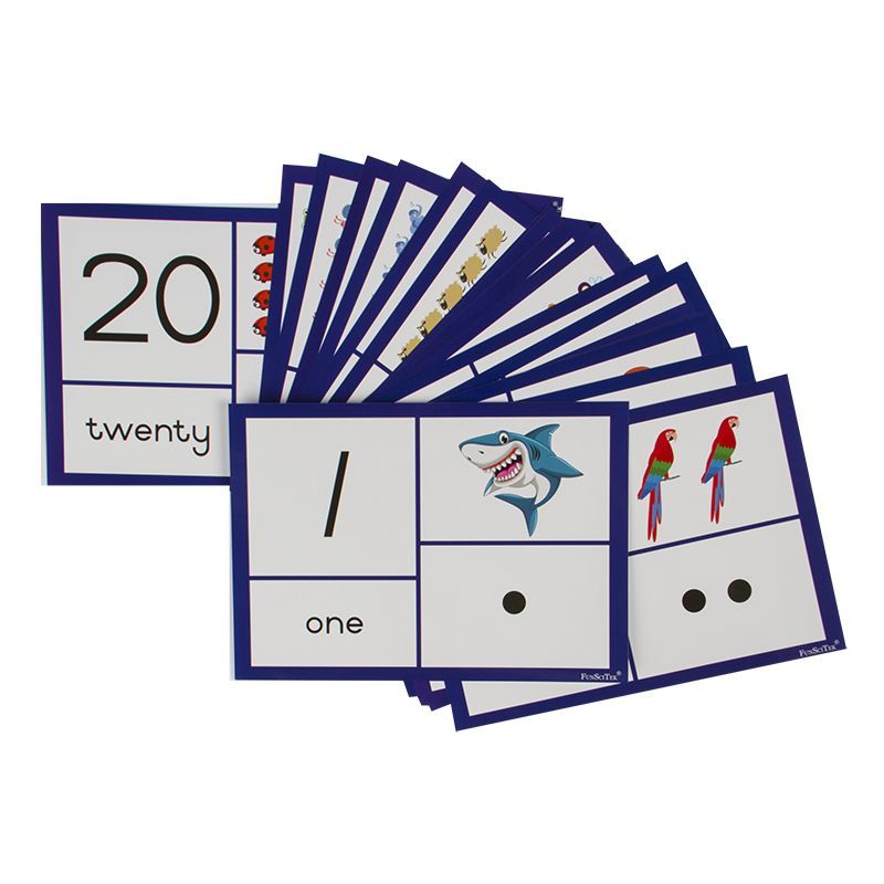 Flash Cards (A4) - Number 1-20 Symbols, Dots, Picture & Name (20pc)