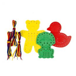 Threading Animals Large (bear dog duck) - 3pc  Primary Colours