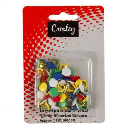 Thumbtacks / Drawing Pins - Croxley (100pc) - (10mm) Assorted