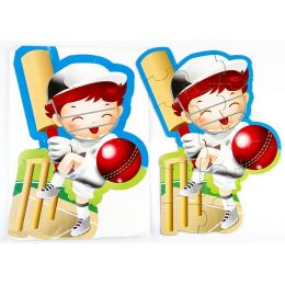 Shaped Puzzle Sport 15pc - Cricket (in Bag)