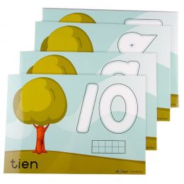 Dough Cards (A4) D/sided - Number 0-10 - Tree  Eng/Afr (11pc)
